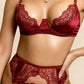 EMBER – Deep Lace & Satin Balconette Garter Set - Wine