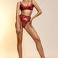 EMBER – Deep Lace & Satin Balconette Garter Set - Wine