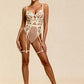LOTTIE – Dotted Mesh & Lace Garter Bodysuit - Cream