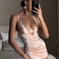 ISLA – Satin & Lace Slip Dress - Blush
