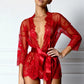 ROSA – Red Sheer Lace Kimono Robe