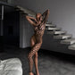 IONA – Asymmetric Oval-Patterned Bodystocking - Noir