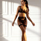 EVELYN – Delicate Lace & Cutout Garter Set - Noir