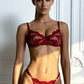 SIERRA – Floral Embroidery & Sheer Mesh Set - Bordeaux