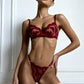SIERRA – Floral Embroidery & Sheer Mesh Set - Bordeaux