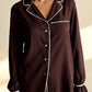 GENEVIEVE – Satin & Contrast Piping Pajama Set