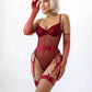 RUBY – Burgundy Mesh Bodysuit with Opera Gloves