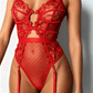 AUDA – Lace Bodysuit with Thigh Band - Rouge