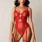 AUDA – Lace Bodysuit with Thigh Band - Rouge