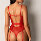 AUDA – Lace Bodysuit with Thigh Band - Rouge