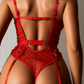 AUDA – Lace Bodysuit with Thigh Band - Rouge