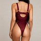 ROMA – Bordeaux Lace & Gold Chain Bodysuit - Bordeaux