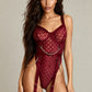 ROMA – Bordeaux Lace & Gold Chain Bodysuit - Bordeaux