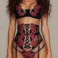 ANJA – Rouge Floral Lace & Thigh-Loop Set - Rouge