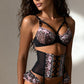 ZITA – Floral Embroidery & Satin Finish Three-Piece Set - Crimson