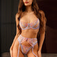 VIOLET – Lilac Floral Embroidery Garter Set