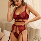 SCARLET – Burgundy Lace Cage Garter Set