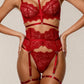 ROJA – Rouge Floral Lace Five-Piece Set - Rouge