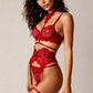 ROJA – Rouge Floral Lace Five-Piece Set - Rouge