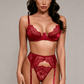 EMB – Three-Piece Lingerie Set - Bordeaux