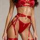 RINA – Rouge & Gold Hardware Strappy Lingerie Set - Rouge