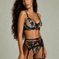 GEM – Crystal-Embellished Noir Lace Garter Set - Noir & Crystal