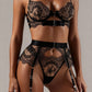 CHRISTINE – Scalloped Lace Strappy Garter Set - Black