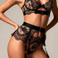 CHRISTINE – Scalloped Lace Strappy Garter Set - Black