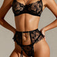 ILSA – Gold Chain Accent Four-Piece Lace Set - Noir & Gold