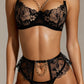 ILSA – Gold Chain Accent Four-Piece Lace Set - Noir & Gold