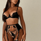 ELARA – Floral Embroidery Nude Tulle Set - Noir & Nude