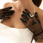 RUE – Dotted Tulle & Lace Cuff Gloves - Noir