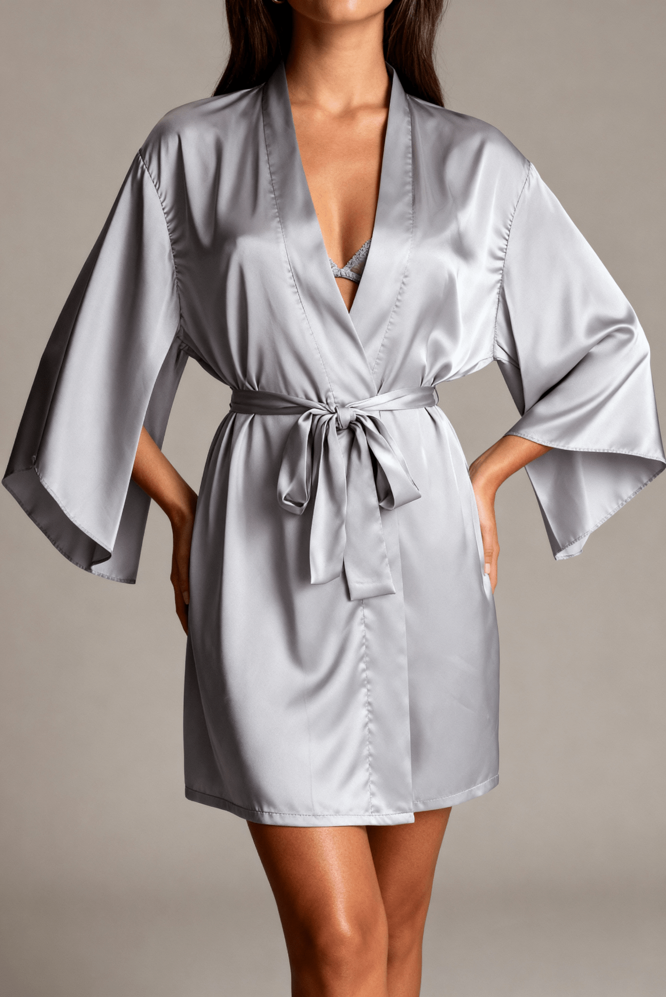 Kimono til kvinder - Midnatsgrå Lilla