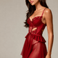 ARABELLA – Rouge Heart Embroidery Tulle Nightgown - Rouge