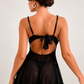 ERI – Noir Tulle & Embroidery Nightie Set - Noir