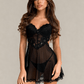 NOC – Noir Lace & Tulle Padded Chemise - Noir