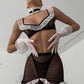 NANA – Contrast Ruffled Mesh Maid Costume - Noir