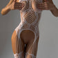 DOVE – White Lace & Diamond Fishnet Bodystocking - White